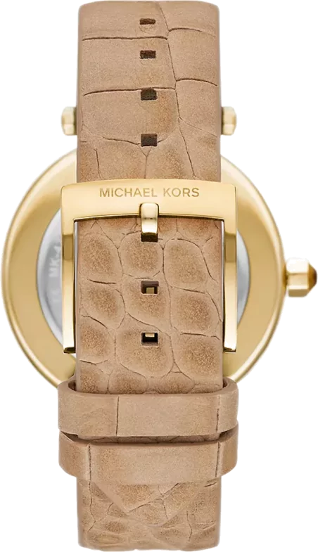 Michael Kors Parker Three-Hand Gold Dial Brown Leather Strap Watch For Women - MK4725