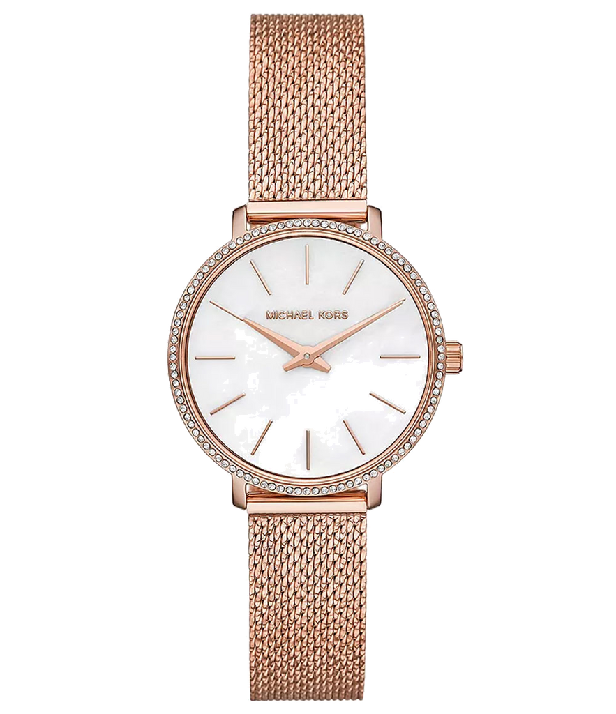 Michael Kors Pyper Quartz Mother of Pearl White Dial Rose Gold Mesh Strap Watch For Women - MK4588