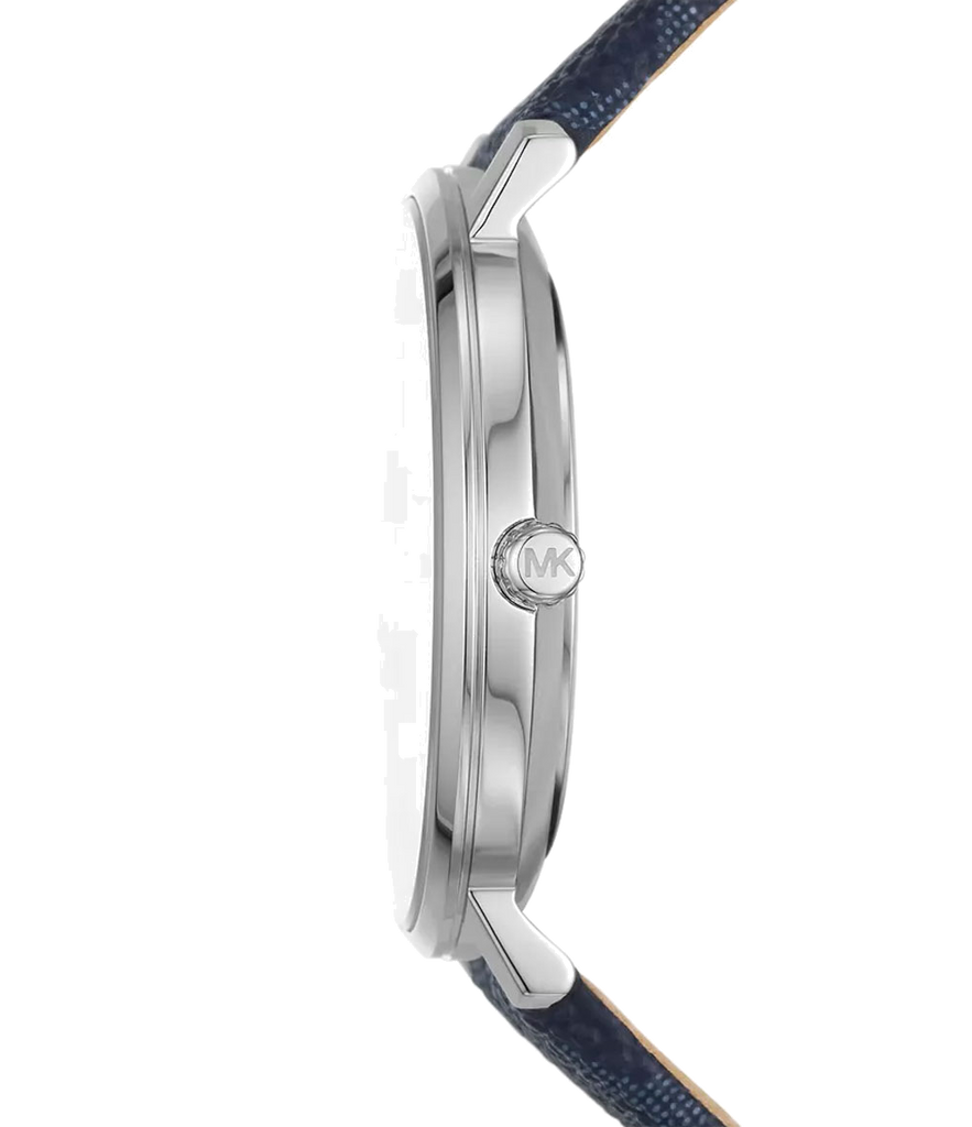 Michael Kors Pyper Quartz Silver Dial Blue Leather Strap Watch For Women - MK7244