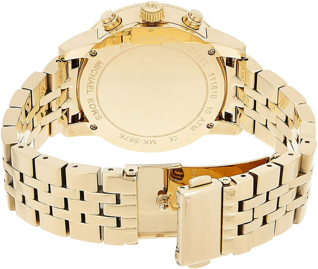 Michael Kors Ritz Chronograph Gold Dial Gold Steel Strap Watch for Women - MK5676
