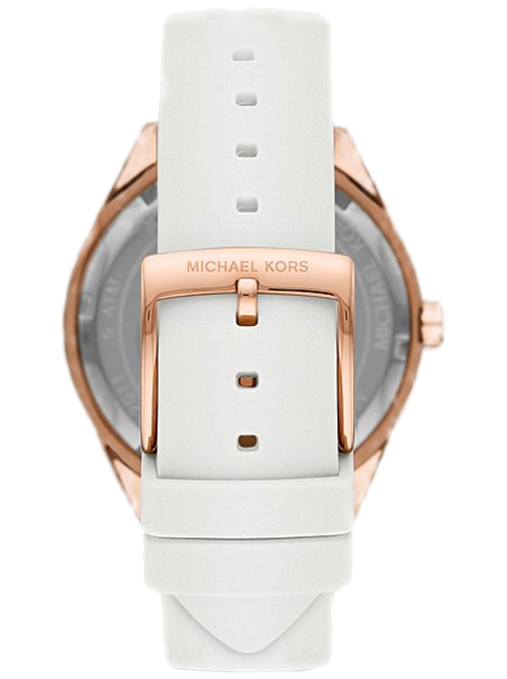 Michael Kors Oversized Sport Quartz White Dial White Rubber Strap Watch For Women - MK6945