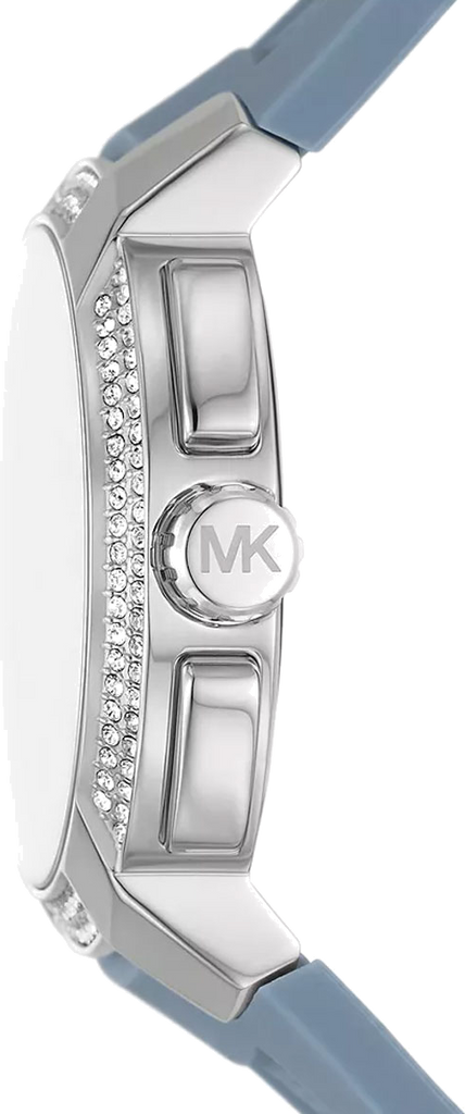 Michael Kors Sidney Multifunction Crystals Silver Dial Blue Rubber Strap Watch for Women - MK7220