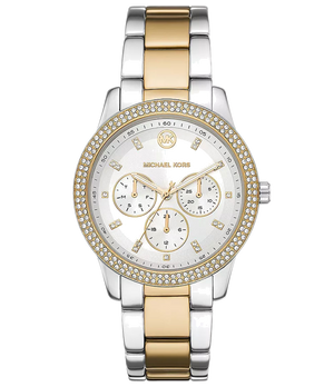 Michael Kors Tibby Multifunction White Dial Two Tone Steel Strap Watch For Women - MK6825