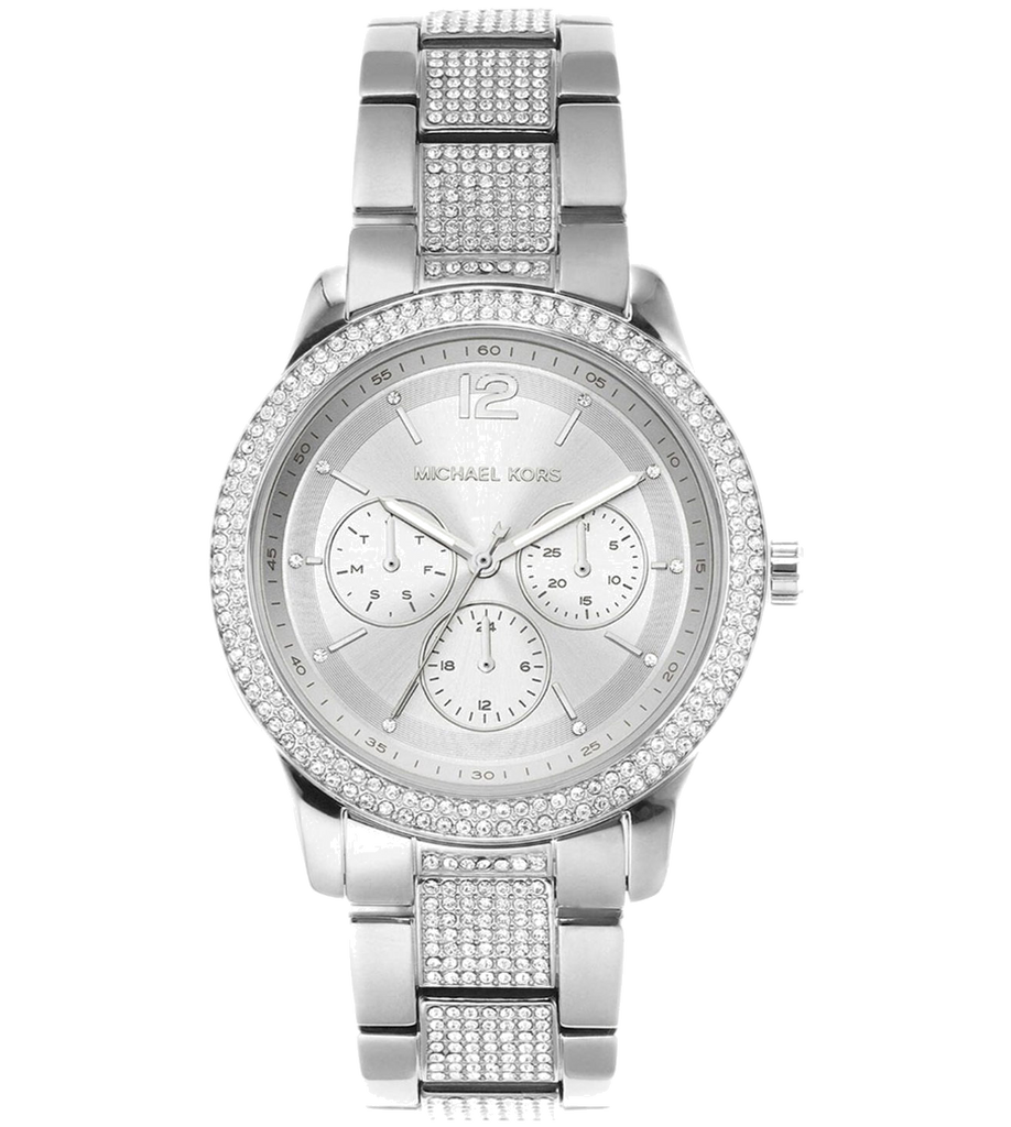Michael Kors Tibby Chronograph Silver Dial Silver Steel Strap Watch For Women - MK7294