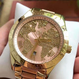 Michael Kors Layton Rose Gold Dial Gold Stainless Steel Strap Watch for Women - MK6476