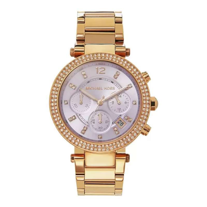 Michael Kors Parker Purple Dial Rose Gold Steel Strap Watch for Women - MK6169