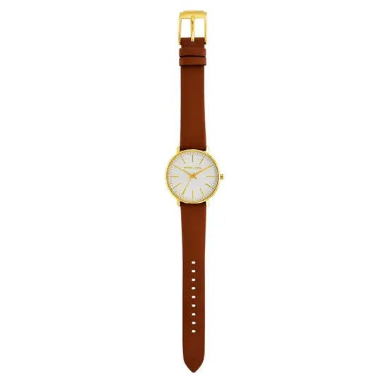 Michael Kors Pyper Quartz Silver Dial Brown Leather Watch For Women - MK2740