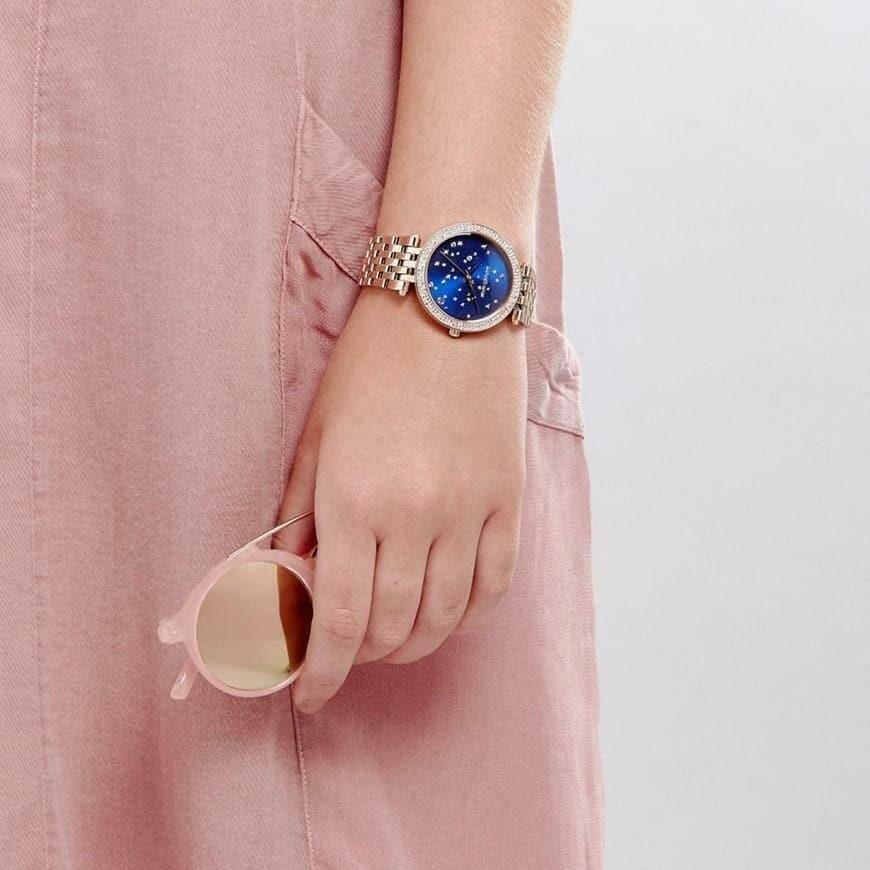 Michael Kors Darci Blue Dial Rose Gold Steel Strap Watch for Women - MK3728