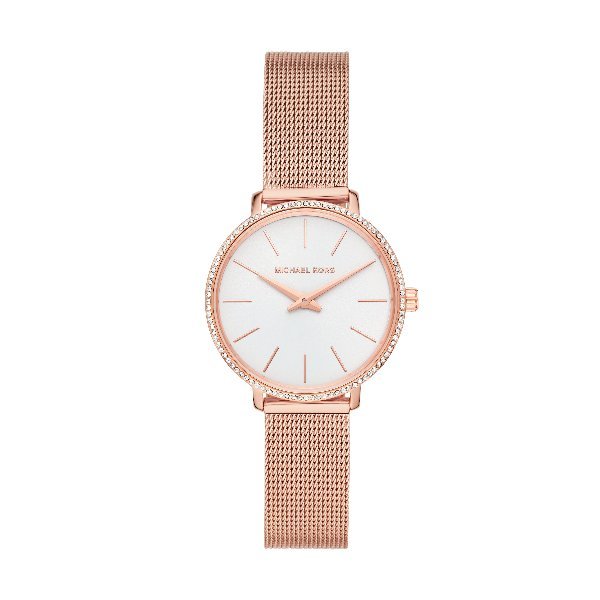 Michael Kors Pyper Quartz Mother of Pearl White Dial Rose Gold Mesh Strap Watch For Women - MK4588