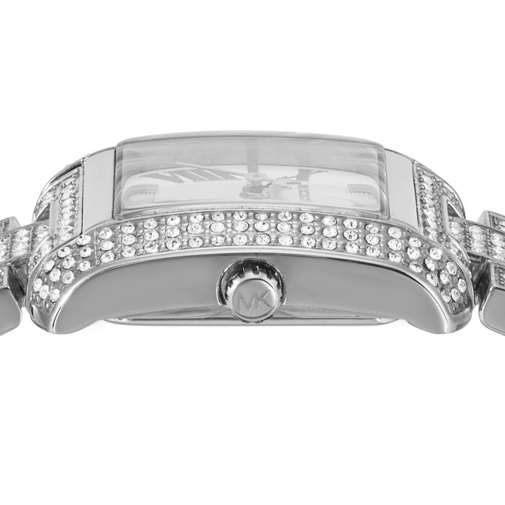 Michael Kors Emery Pave Double Wrap Crystals White Dial Silver Steel Strap Watch for Women - MK4836