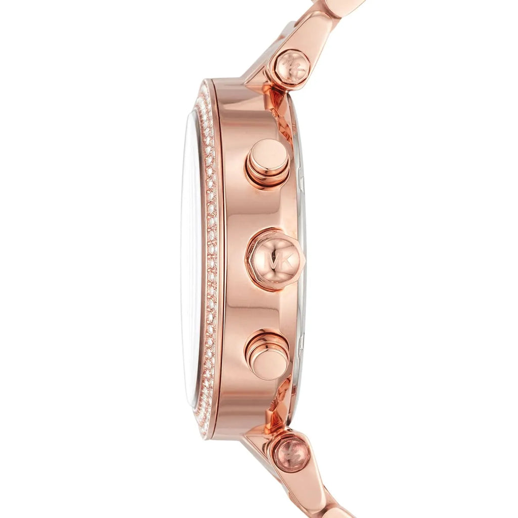 Michael Kors Parker Chronograph Purple Dial Rose Gold Steel Strap Watch For Women - MK6417