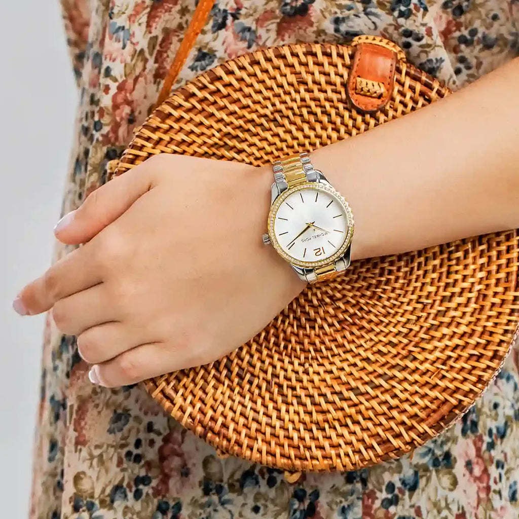 Michael Kors Layton Quartz Silver Dial Two Tone Steel Strap Watch For Women - MK6899