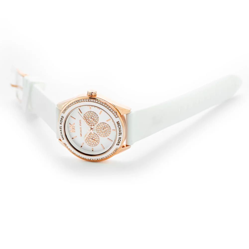 Michael Kors Oversized Sport Quartz White Dial White Rubber Strap Watch For Women - MK6945