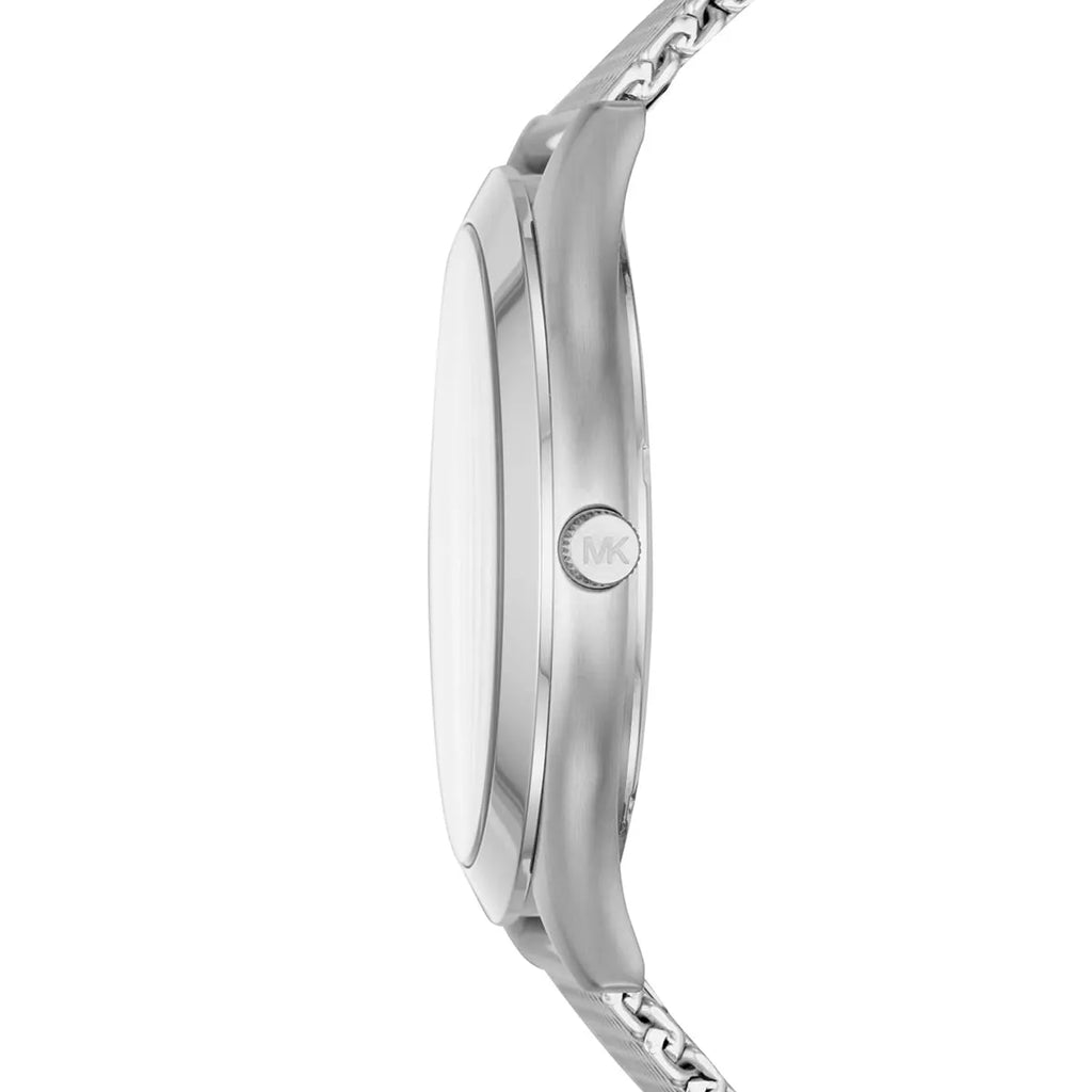 Michael Kors Slim Runway Analog Black Dial Silver Mesh Bracelet Watch For Men - MK8606