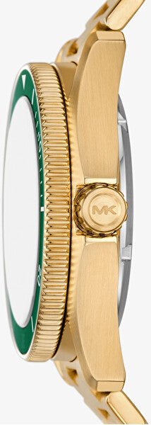 Michael Kors Maritime Analog Green Dial Gold Steel Strap Watch for Men - MK9162