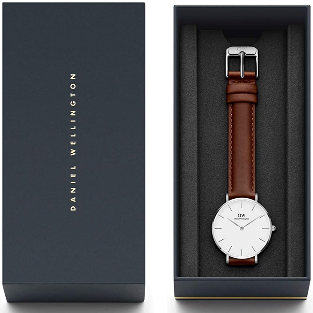 Daniel Wellington Classic Petite St Mawes White Dial Brown Leather Strap Watch For Women - DW00100187