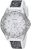 Guess Swirl Quartz Silver Dial White Silicone Strap Watch for Women - W1096L1