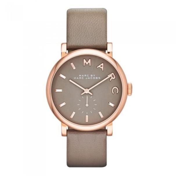 Marc Jacobs Baker Grey Dial Grey Leather Strap Watch for Women - MBM1266