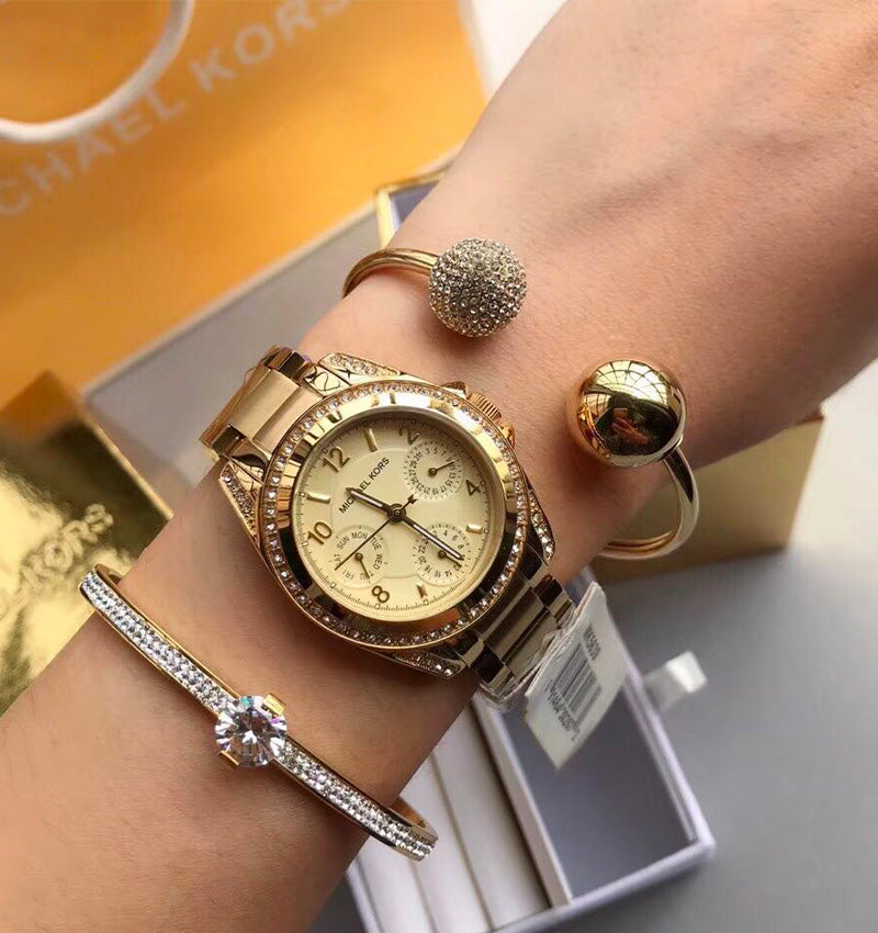 Michael Kors Blair Gold Dial Gold Steel Strap Watch for Women - MK5639