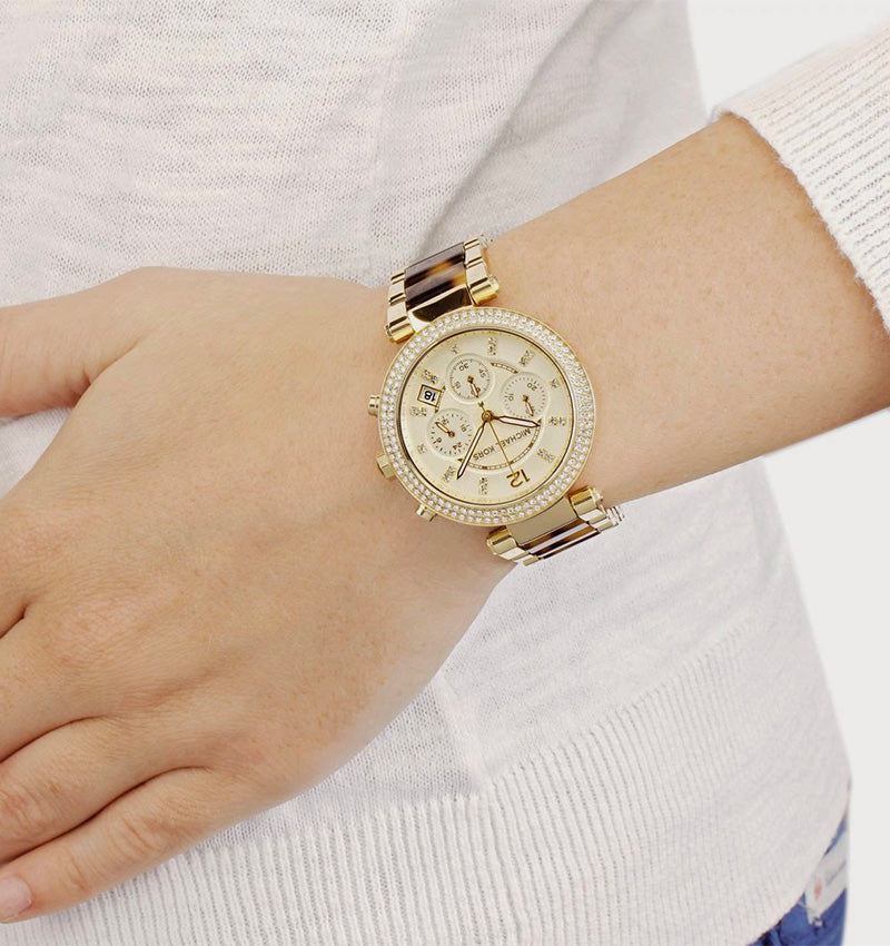 Michael Kors Parker Gold Dial Two Tone Steel Strap Watch for Women - MK5688