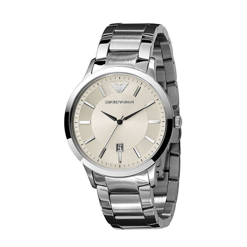 Emporio Armani Classic Quartz White Dial Silver Steel Strap Watch For Men - AR2431
