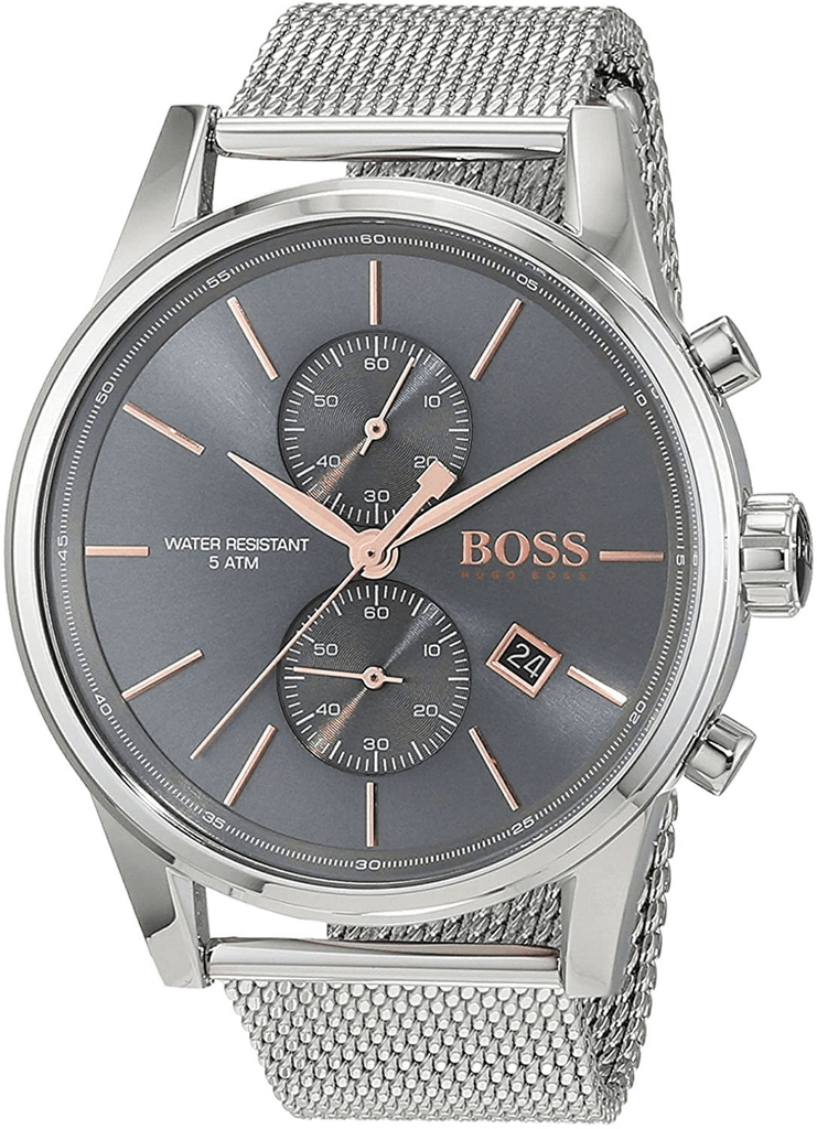 Hugo Boss Jet Chronograph Grey Dial Silver Mesh Bracelet Watch for Men - 1513440