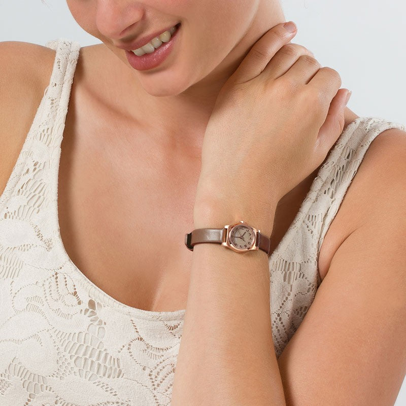 Marc Jacobs Henry Dinky Grey Dial Grey Leather Strap Watch for Women - MBM1239