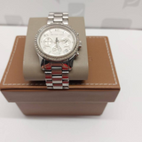 Michael Kors Brinkley Silver Dial with Diamonds Silver Steel Strap Watch for Women - MK5083