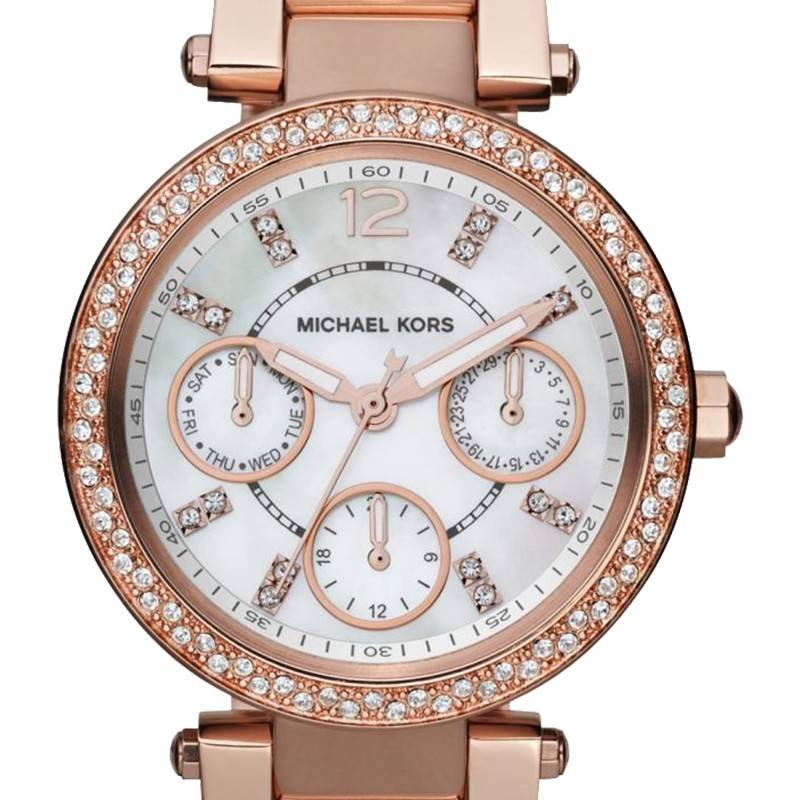 Michael Kors Parker White Dial Rose Gold Steel Strap Watch for Women - MK5616