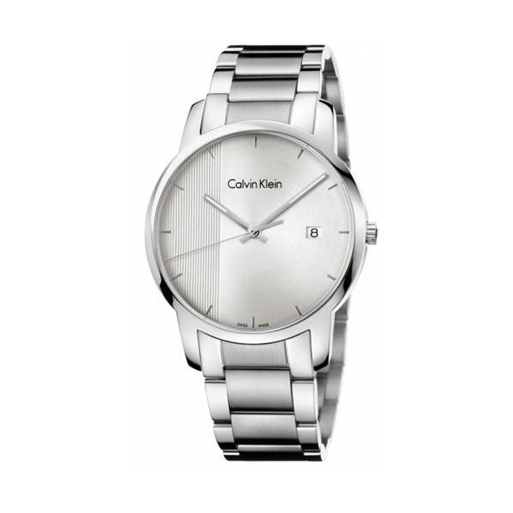 Calvin Klein City Chronograph Silver Dial Silver Steel Strap Watch for Men - K2G2G14X