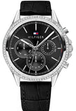 Tommy Hilfiger 1781981 Ari Diamonds Women's Watch – Black Dial & Black Leather Strap