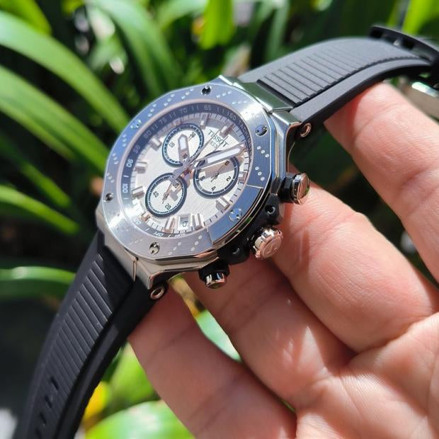 Tissot T141.417.17.011.00 T-Race Chronograph Men’s Watch – White Dial & Black Rubber Strap