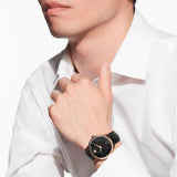 Fossil The Minimalist Black Dial Black Leather Strap Watch for Men - FS5376