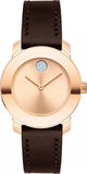 Movado 3600438 Bold Quartz Women's Watch – Rose Gold Dial & Brown Leather Strap