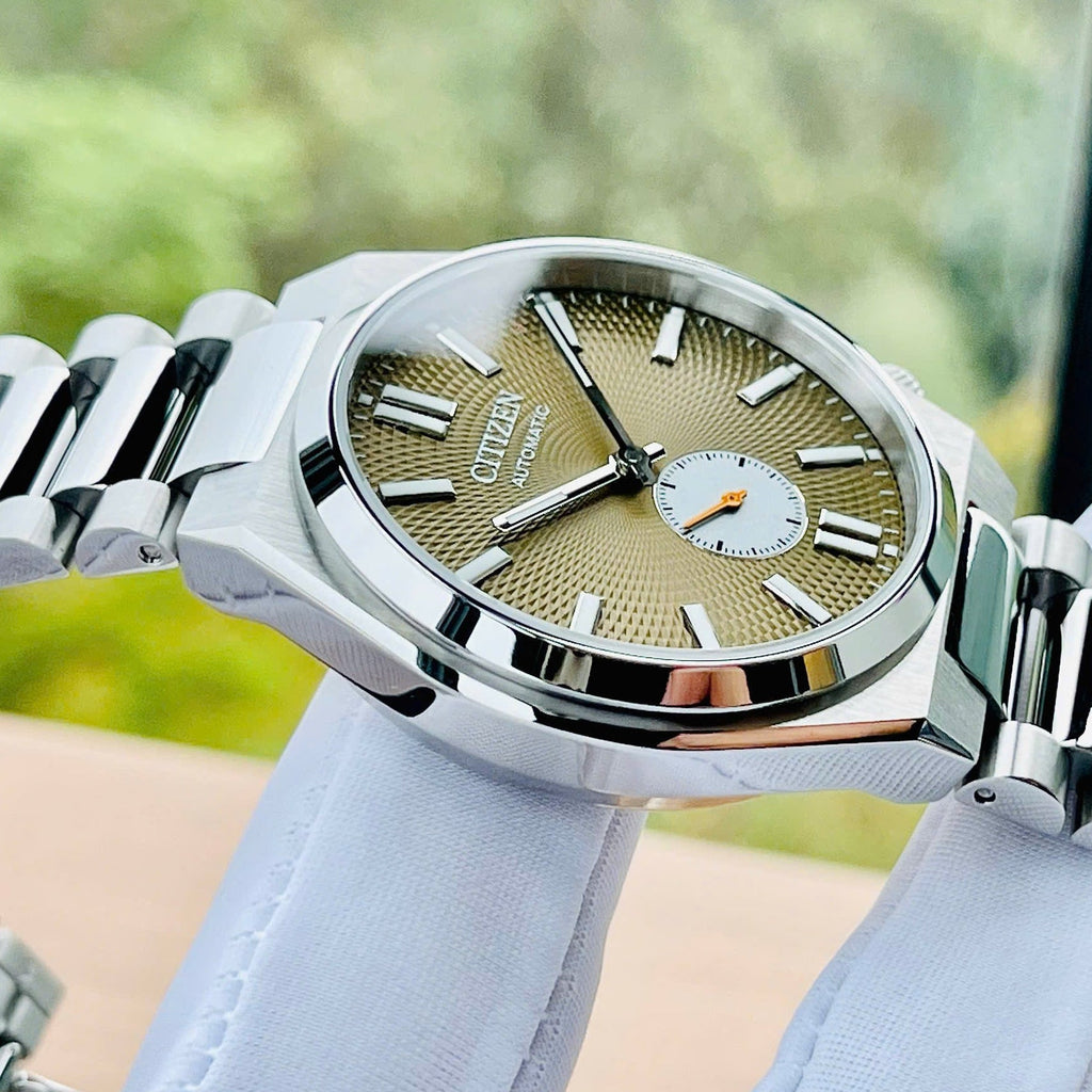 Citizen Tsuyosa NK5010-51X Men's Automatic Watch – Yellow Dial with Titanium Case & Silver Steel Strap