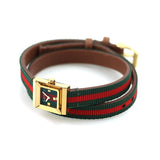 Gucci G-Frame Multicolored Dial Two Tone Nylon Strap Watch For Women - YA128527