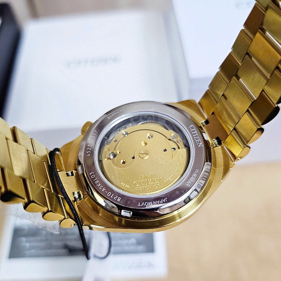 Citizen Tsuyosa NJ0152-51X Men's Automatic Watch – Green Dial with Gold Steel Strap