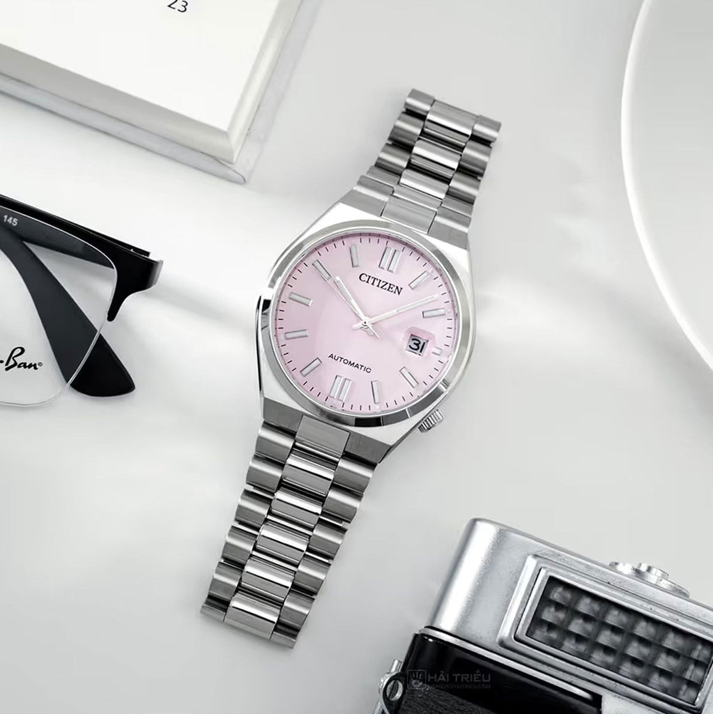Citizen x Pantone Automatic Dreamy Pink Dial Silver Steel Strap Watch For Men - NJ0158-89X