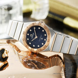 Omega Constellation Quartz Diamonds Blue Dial Two Tone Steel Strap Watch for Women - 131.20.25.60.53.002