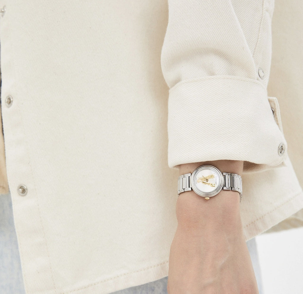 Versace Virtus Quartz White Dial Silver Steel Strap Watch For Women - VET300621