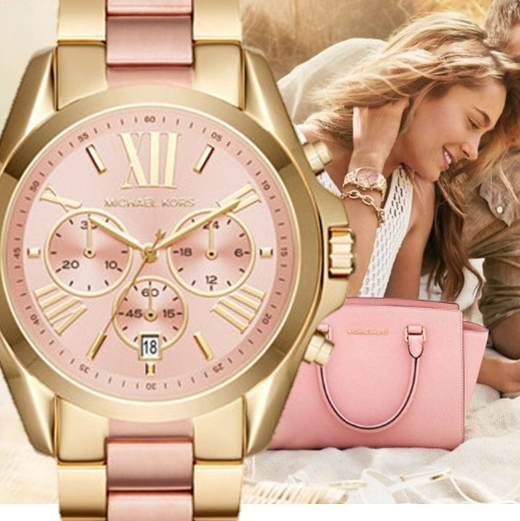 Michael Kors Bradshaw Gold Dial Two Tone Steel Strap Watch for Women - MK6359