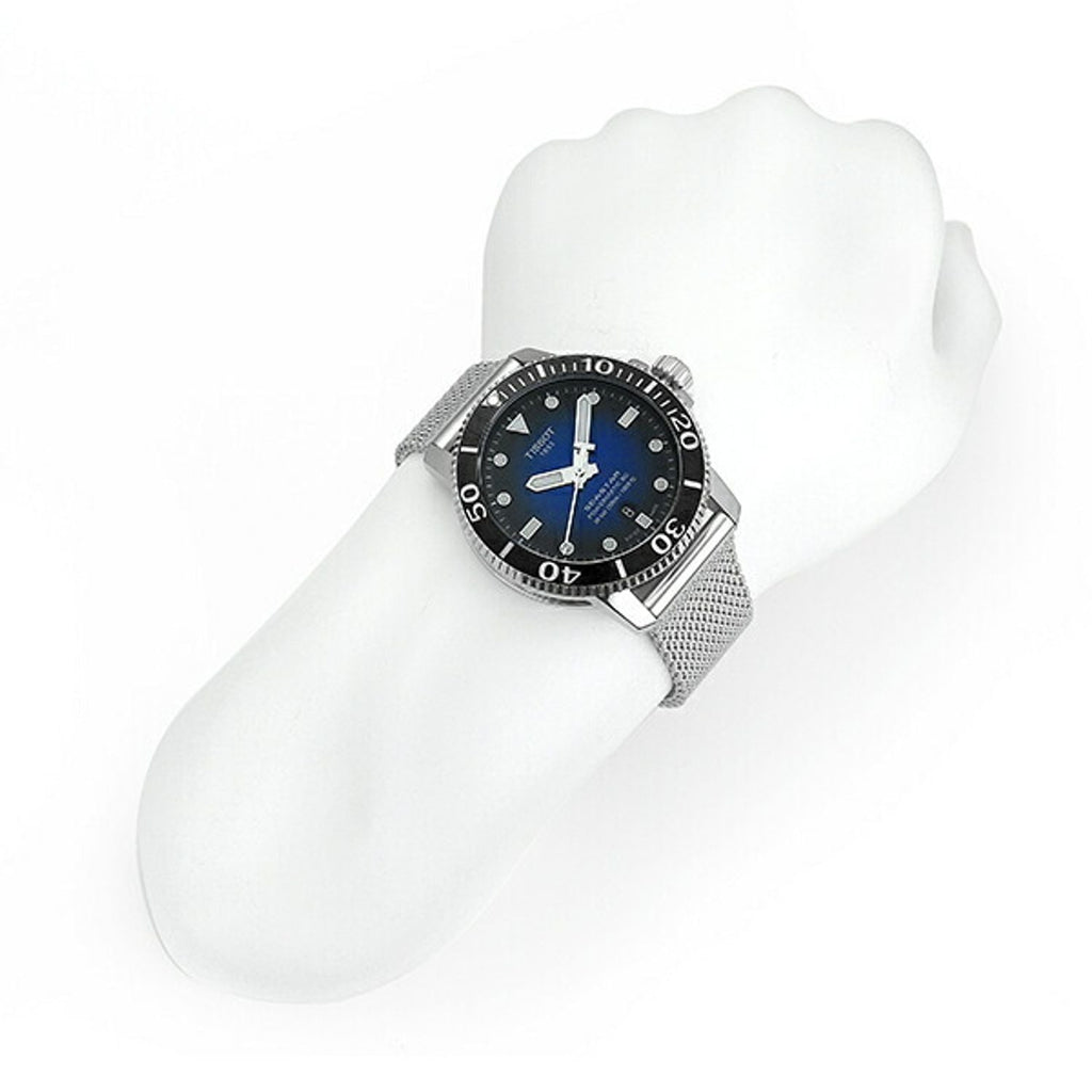 Tissot Seastar 1000 Powermatic 80 Blue Dial SIlver Mesh Bracelet Watch For Men - T120.407.11.041.02