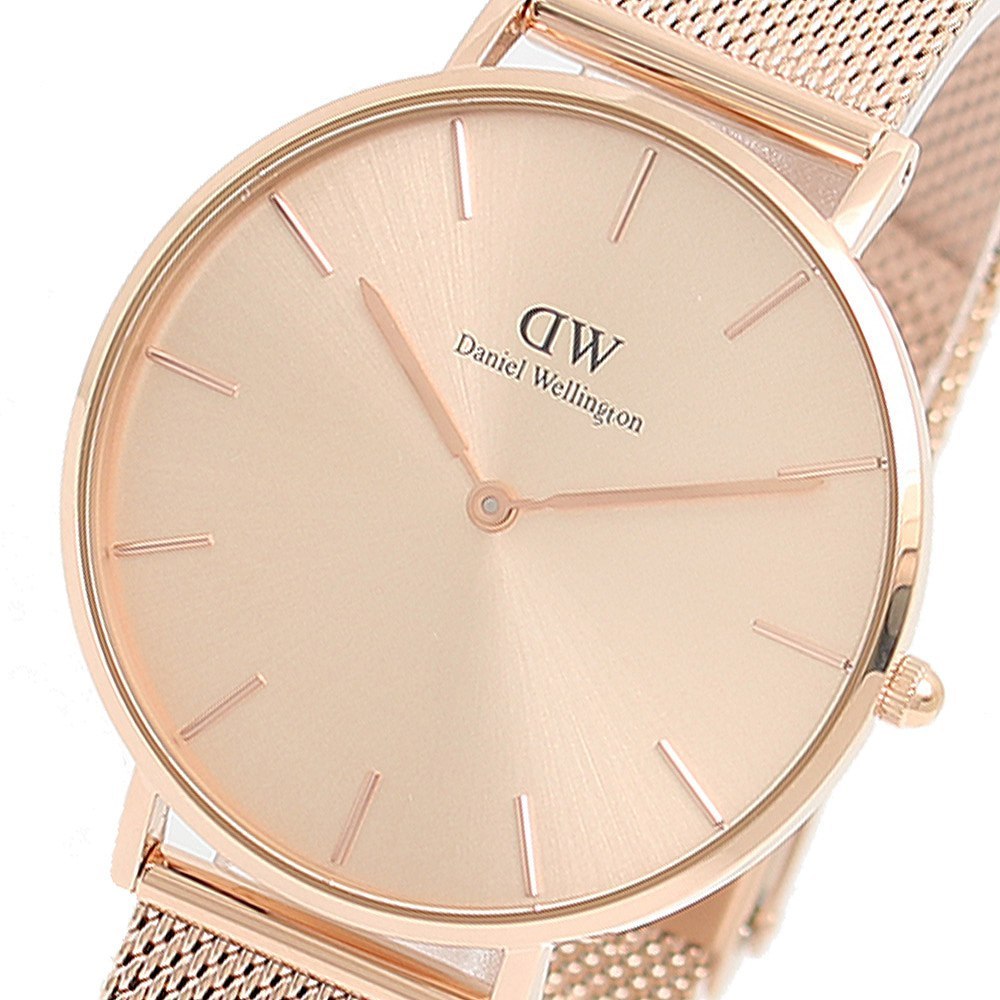 Daniel Wellington Petite Rose Gold Dial Rose Gold Mesh Strap Watch For Women - DW00100472