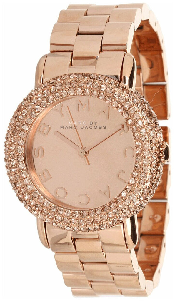 Marc Jacobs Marci Crystals Rose Gold Dial Rose Gold Steel Strap Watch for Women - MBM3192
