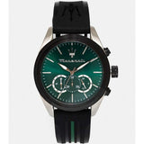 Maserati Traguardo Chronograph Green Dial Black Silicone Strap Watch For Men - R8871612043