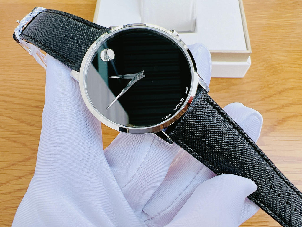 Movado 0607194 Museum Classic Men's Watch – Black Dial & Black Leather Strap