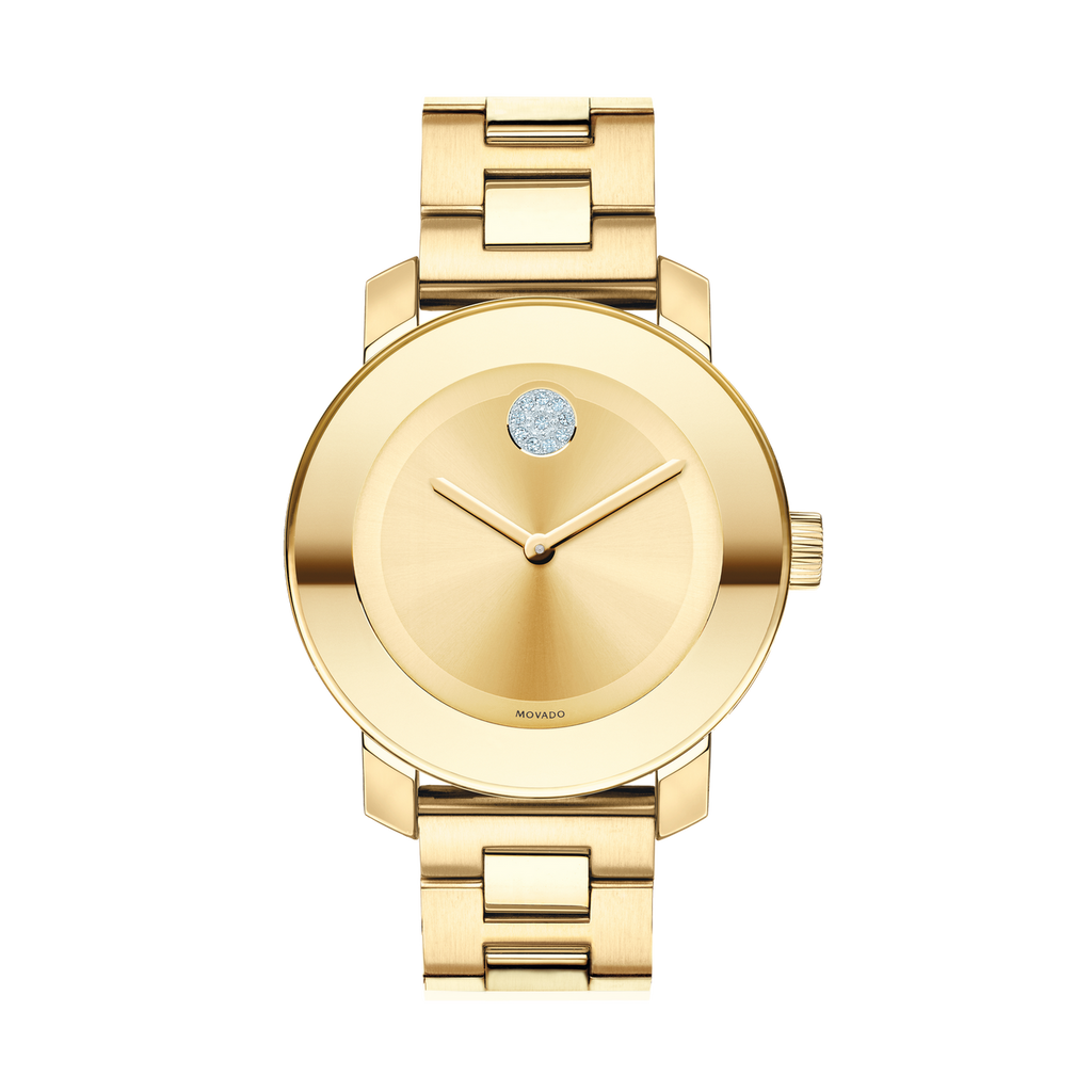 Movado Bold Gold Dial Yellow Gold Steel Strap Watch for Women - 3600104