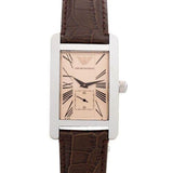 Emporio Armani Classic Beige Dial Brown Leather Strap Watch For Men - AR0154