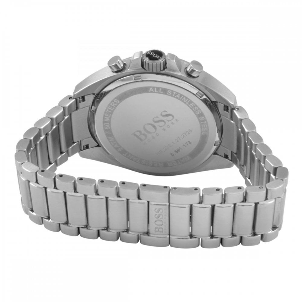 Hugo Boss Driver Chronograph Black Dial Silver Steel Strap Watch For Men - 1513080