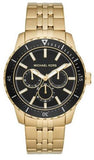 Michael Kors MK7154 Cunningham Multifunction Men's Watch – Black Dial & Gold Steel Strap